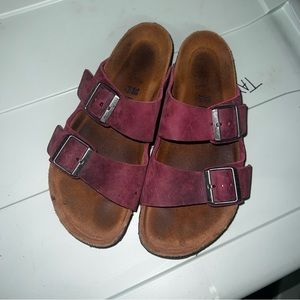 maroon birkenstock’s
